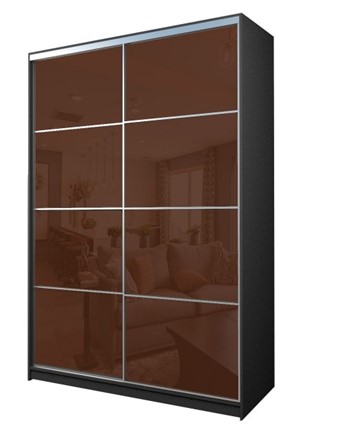 Шкаф 2-х дверный MAX МШ-25-6-18-22, Профиль Серебро/Цвет Графит/Oracal Шоколад в Стерлитамаке - изображение