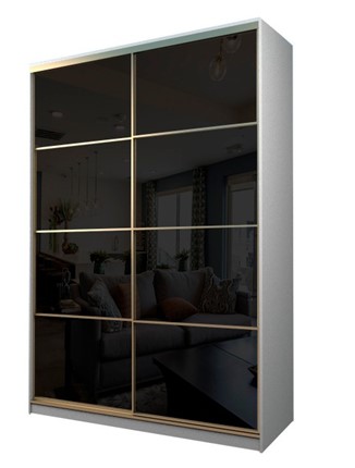 Шкаф 2-х створчатый MAX МШ-25-6-18-22, Профиль Золото/Цвет Белый/Oracal Черный в Стерлитамаке - изображение