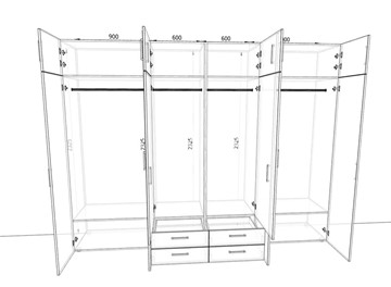 Распашной шкаф 2400х500х2325мм (24004) Белый/Жемчуг/тип 2 в Стерлитамаке - предосмотр 1
