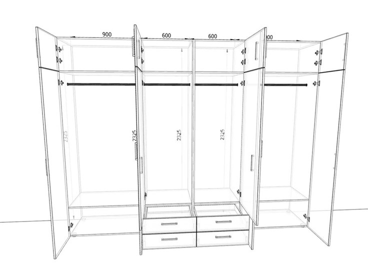 Распашной шкаф 2400х500х2325мм (24004) Белый/Жемчуг/тип 2 в Стерлитамаке - изображение 1