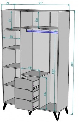 Шкаф 3-х дверный Дельта H141, ДКМ в Стерлитамаке - изображение 1