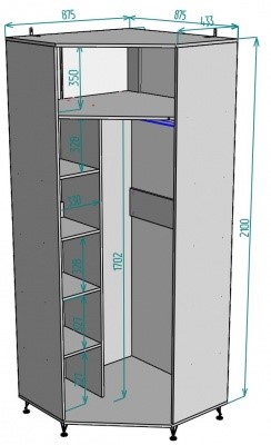 Угловой распашной шкаф Лофт H128, ДВ в Стерлитамаке - изображение 1