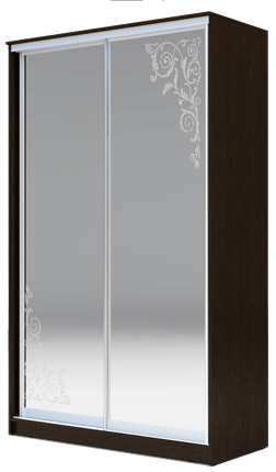 Шкаф-купе 2-х створчатый 2400х1682х420 два зеркала, "Орнамент" ХИТ 24-4-17-66-09 Венге Аруба в Стерлитамаке - изображение