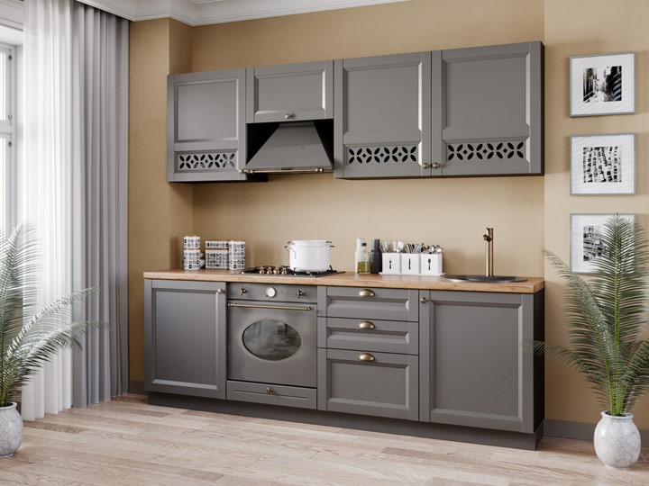 Гарнитур на кухню Амели-3 2400, Чёрный/Оникс серый в Стерлитамаке - изображение