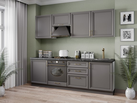 Модульный кухонный гарнитур Джелатто 2400, Белый/Оникс серый в Стерлитамаке - изображение