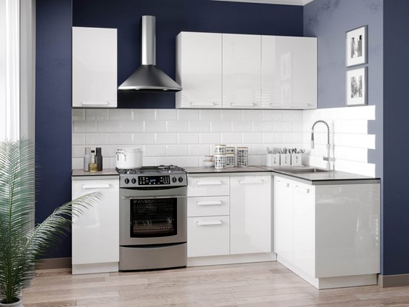 Кухонный гарнитур Герда 2400 №1 угловой(Белый/Белый глянец) в Стерлитамаке - изображение