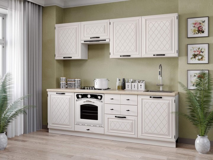 Кухонный гарнитур Марина 2400(Белый/Алебастр) в Стерлитамаке - изображение