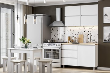 Гарнитур кухонный Токио 1200, белый текстурный/белый текстурный/тростник в Стерлитамаке - предосмотр