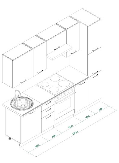 Кухонный гарнитур МК НОРД Комплект №8 2,4м Дуб Крафт Серый (K002 PW) в Стерлитамаке - изображение 8