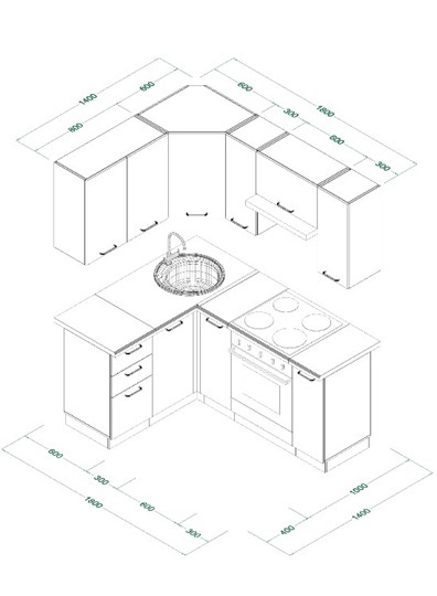 Кухонный гарнитур МК ТЕХНО Комплект №9 1,4х1,8м угловая ПВХ Оленна в Стерлитамаке - изображение 9