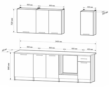 Кухонный гарнитур Моника 2,4 м (Дуб Сонома/Белый) в Стерлитамаке - предосмотр 1