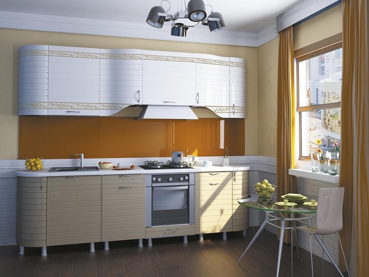 Кухонный гарнитур Анастасия цвет капучино 2 (260 см) в Уфе - изображение
