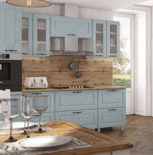 Модульный кухонный гарнитур Грейвуд, деним светлый, вариант 3 в Стерлитамаке - изображение