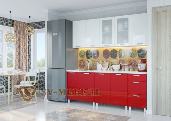 Модульная кухня Модерн, белый глянец/гранат металлик в Стерлитамаке - изображение
