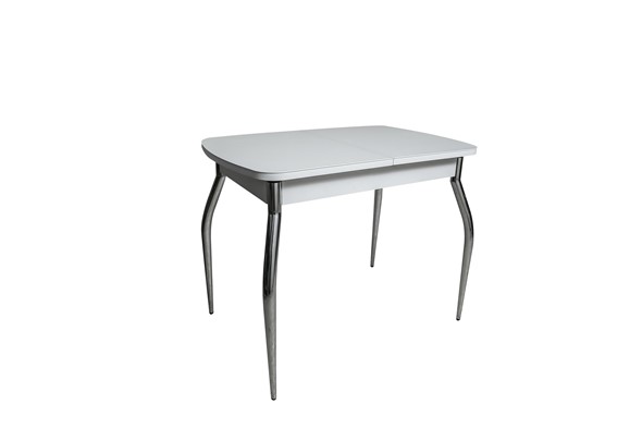 Кухонный стол раскладной ПГ-02СТ белое/белое/хром фигурные в Салавате - изображение