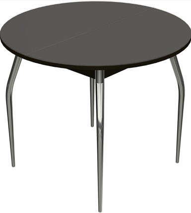 Кухонный раскладной стол Ривьера исп. круг хром №5 (стекло коричневое/венге) в Стерлитамаке - изображение