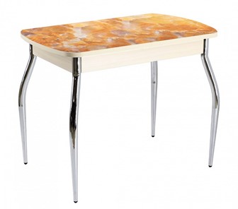 Кухонный обеденный стол ПГ-06 СТФ, дуб молочный лдсп/оникс/35 хром гнутые в Стерлитамаке - предосмотр