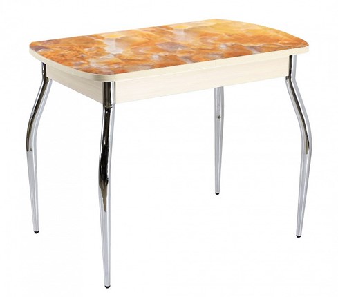 Кухонный обеденный стол ПГ-06 СТФ, дуб молочный лдсп/оникс/35 хром гнутые в Стерлитамаке - изображение