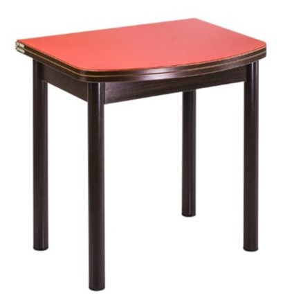 Обеденный раздвижной стол СПГ-01 СТ1, венге ЛДСП/стекло оранжевое/38 прямые трубки крашеные коричневый в Стерлитамаке - изображение