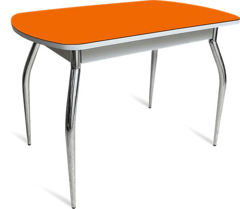 Кухонный раздвижной стол ПГ мини СТ1 белое/оранжевое/35 хром фигурные гнутые в Стерлитамаке - изображение