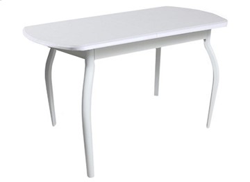 Кухонный стол ПГ-05 ЛДСП, белый ЛДСП/32 гнутые крашеные металл белый в Уфе