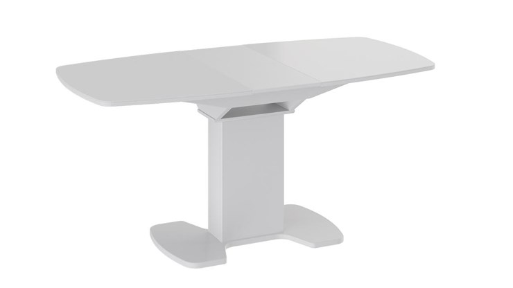 Кухонный стол раздвижной Портофино (СМ(ТД)-105.02.11(1)), цвет Белый глянец/Стекло белое в Уфе - изображение 1