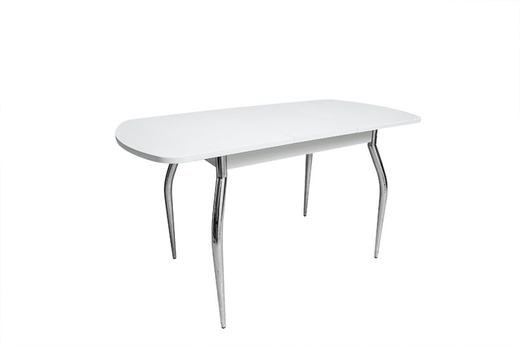 Кухонный стол раскладной ПГ-01СТ белое/белое/крашенные фигурные в Уфе - изображение 1
