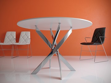 Кухонный стол Kenner R1000 (Хром/Стекло белое глянец) в Стерлитамаке - предосмотр 1