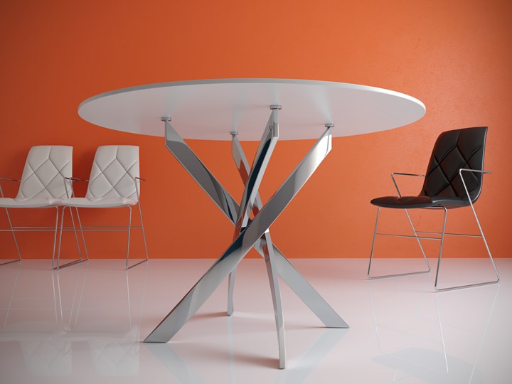 Кухонный стол Kenner R1000 (Хром/Стекло белое глянец) в Уфе - изображение 1