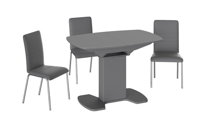 Раздвижной стол Портофино (СМ(ТД)-105.01.11(1)), цвет Серое/Стекло серое матовое LUX в Уфе - изображение 2