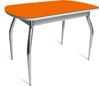 Обеденный стол ПГ-04 СТ белое/оранжевое/хром фигурные в Уфе - предосмотр
