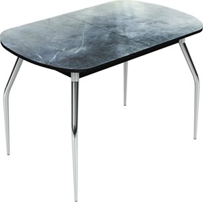 Кухонный раздвижной стол Ривьера исп.2 хром №5 (Exclusive h158/черный) в Стерлитамаке