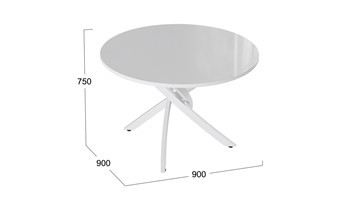 Стол на кухню Diamond тип 2 (Белый муар/Белый глянец) в Стерлитамаке - предосмотр 1