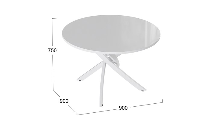 Стол на кухню Diamond тип 2 (Белый муар/Белый глянец) в Уфе - изображение 1