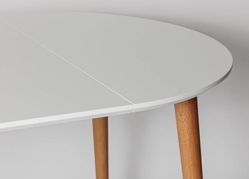 Кухонный раздвижной круглый стол Белая Эмаль д. 90 см МДФ ножки светлый орех в Стерлитамаке - предосмотр 15