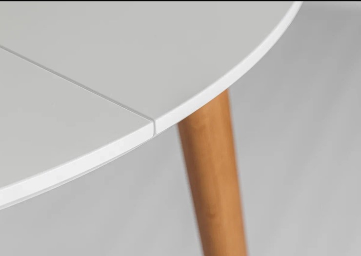 Кухонный раздвижной круглый стол Белая Эмаль д. 100 см МДФ ножки светлый орех в Стерлитамаке - изображение 19