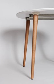 Кухонный раздвижной круглый стол Белая Эмаль д. 90 см МДФ ножки светлый орех в Стерлитамаке - предосмотр 20