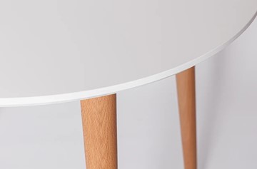 Кухонный раздвижной круглый стол Белая Эмаль д. 90 см МДФ ножки светлый орех в Стерлитамаке - предосмотр 21
