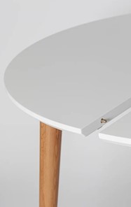 Кухонный раздвижной круглый стол Белая Эмаль д. 100 см МДФ ножки светлый орех в Стерлитамаке - предосмотр 5