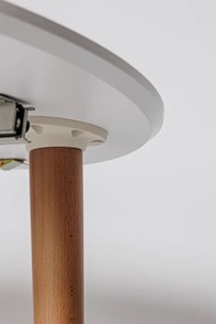 Кухонный раздвижной круглый стол Белая Эмаль д. 100 см МДФ ножки светлый орех в Стерлитамаке - предосмотр 2