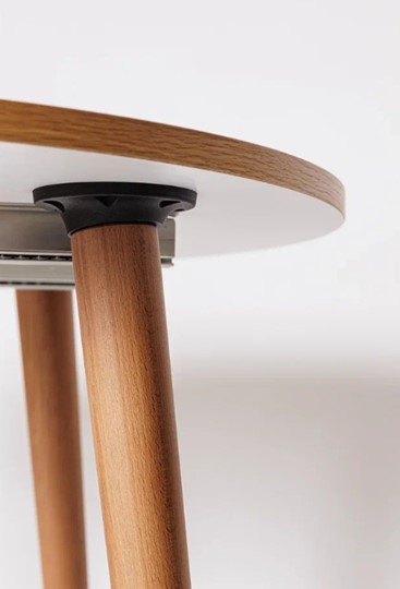 Кухонный раздвижной круглый стол Шпон Дуба  677 С д. 90 см МДФ в Стерлитамаке - изображение 4