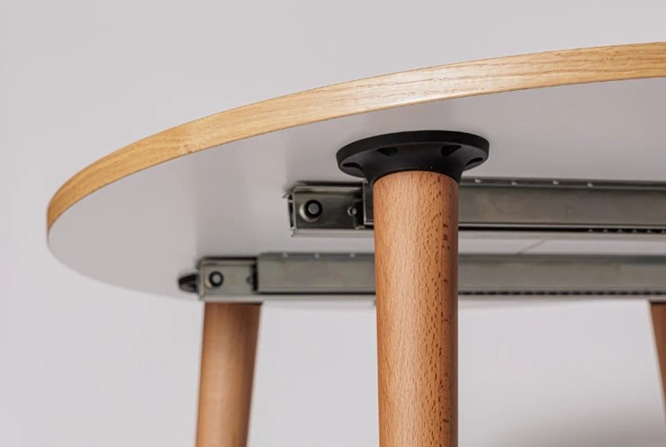 Кухонный раздвижной круглый стол Шпон Дуба  677 С д. 90 см МДФ в Стерлитамаке - изображение 5