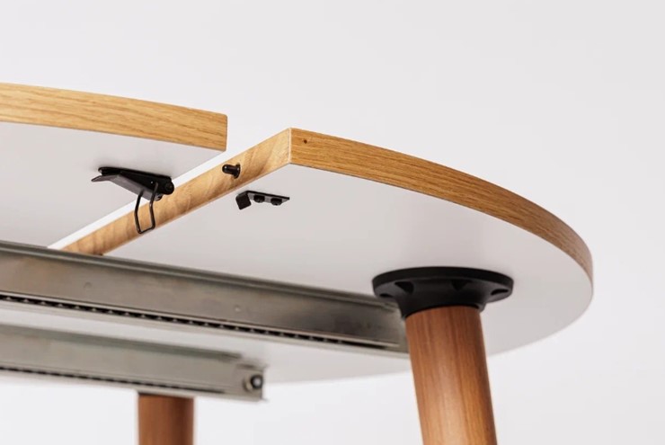 Кухонный раздвижной круглый стол Шпон Дуба  677 С д. 90 см МДФ в Стерлитамаке - изображение 8