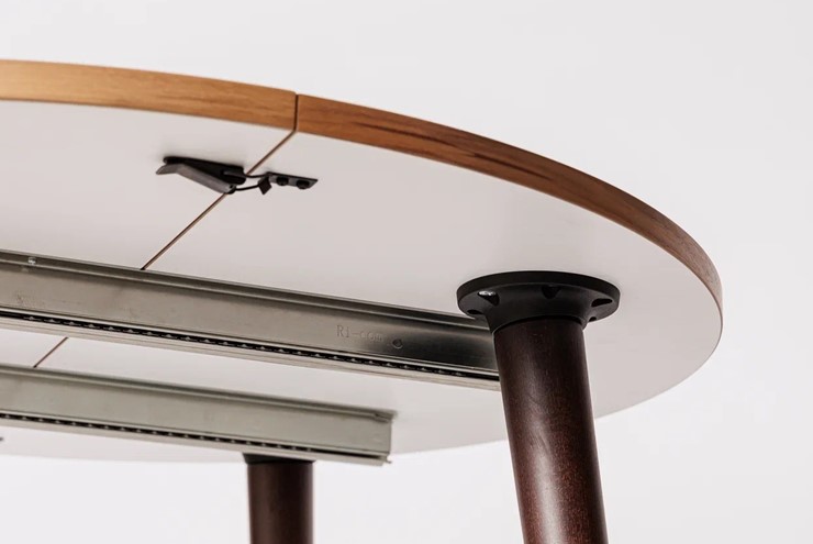 Обеденный круглый раздвижной стол Шпон Ореха д. 100 см МДФ ножки вишня в Стерлитамаке - изображение 3