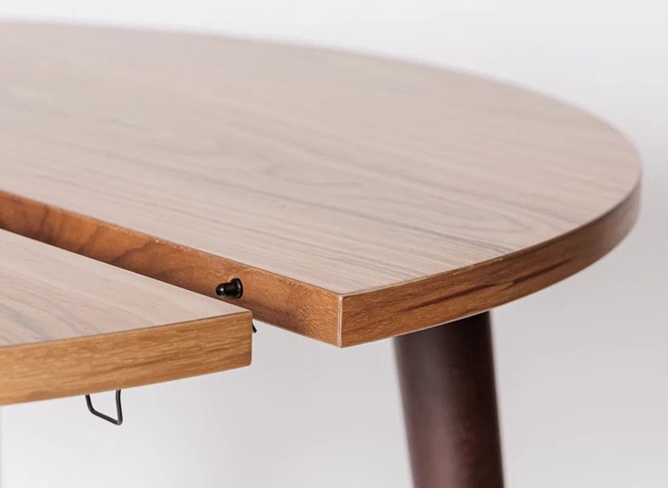 Кухонный раздвижной круглый стол Шпон Ореха д. 90 см МДФ ножки вишня в Стерлитамаке - изображение 9