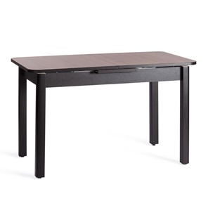 Кухонный стол раздвижной ALIGERY ЛДСП/HPL/опора-массив березы, 130х75+30х75, Дуб Вотан/чёрный арт.20605 в Уфе