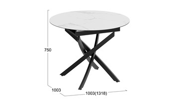 Кухонный стол раздвижной Бергамо Тип 1 (Черный муар/Стекло матовое белый мрамор) в Стерлитамаке - предосмотр 13