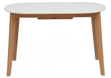 Кухонный стол раскладной BOSCO (Боско) бук/мдф 120+30x80x75 Белый/Натуральный Бук арт.11257 в Уфе