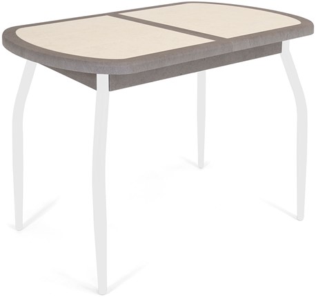 Раздвижной стол Будапешт-мини ПЛ (ноги белые, плитка бежевая/серый камень) в Стерлитамаке - изображение