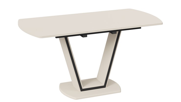 Кухонный стол раскладной Дели Тип 2 (Бежевый софт, Стекло матовое бежевое) в Стерлитамаке - изображение 1